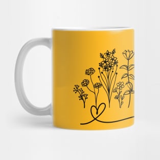 Minimalist Wildflower Tattoo Design, Nature Mama Mug